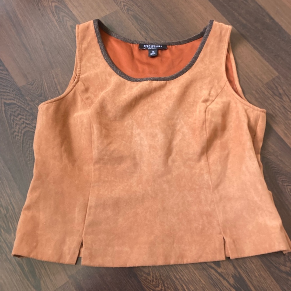 Perceptions Faux Suede Crop Tank with Side Zipper - Vintage Size 12